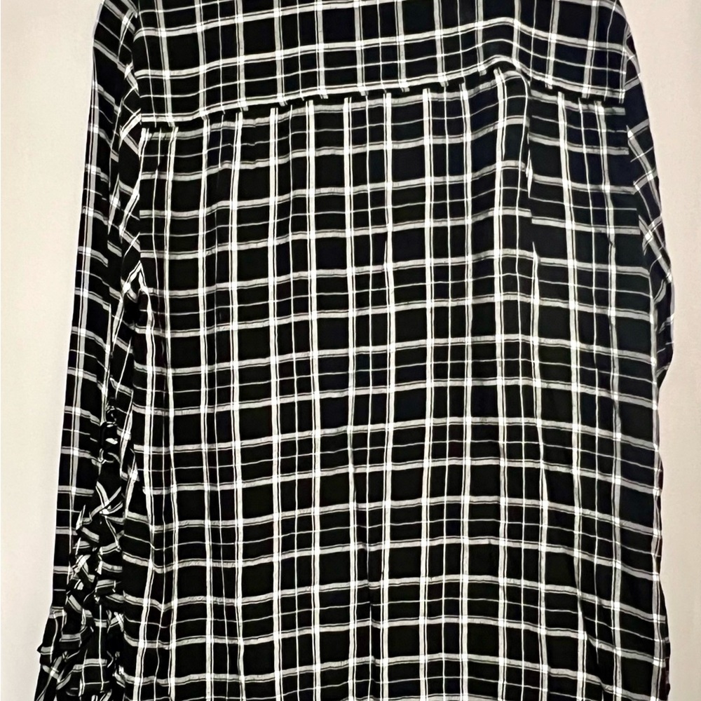 INC. XL Ruffle black & white plaid snap top NWT - Picture 12 of 14